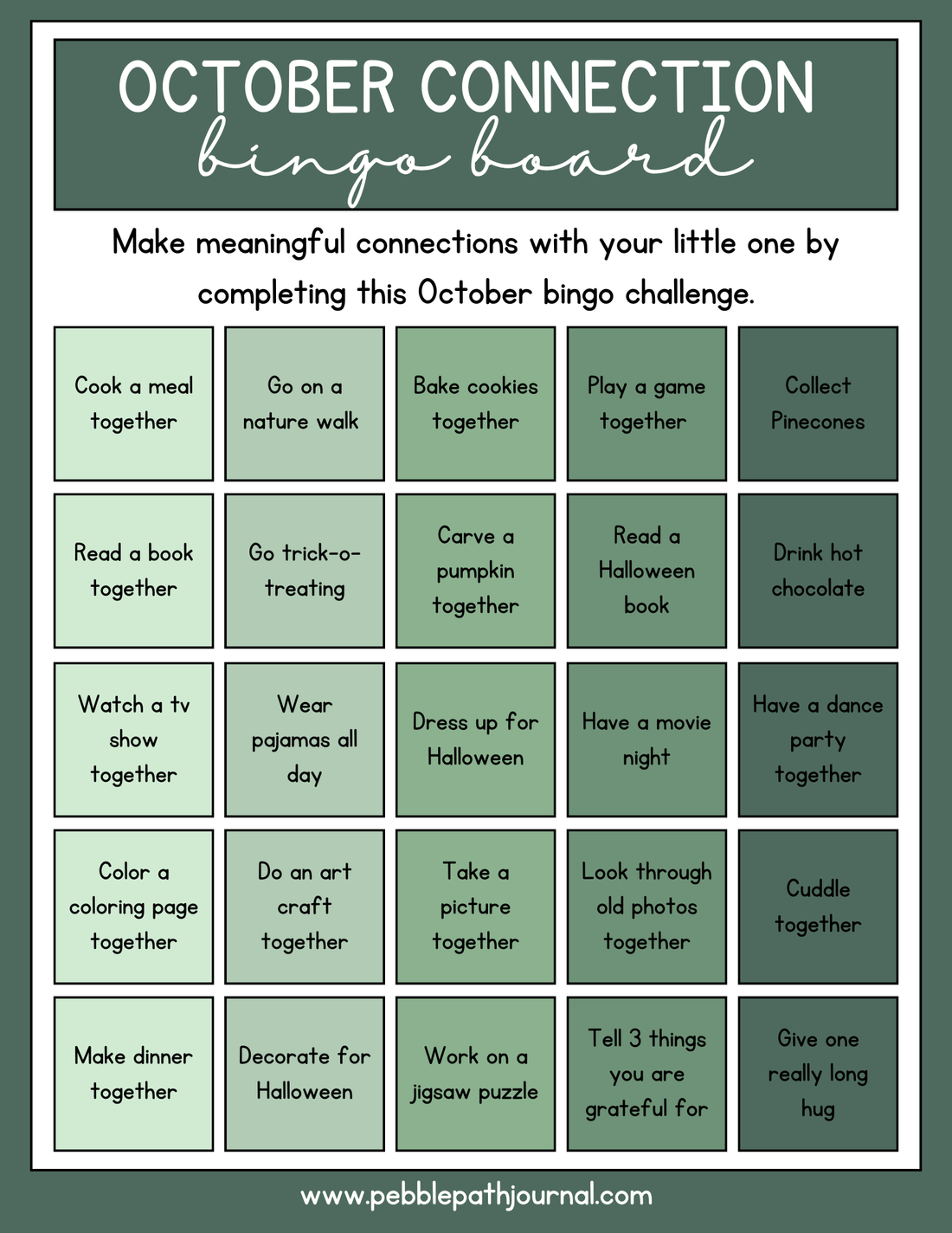 October Connection Bingo