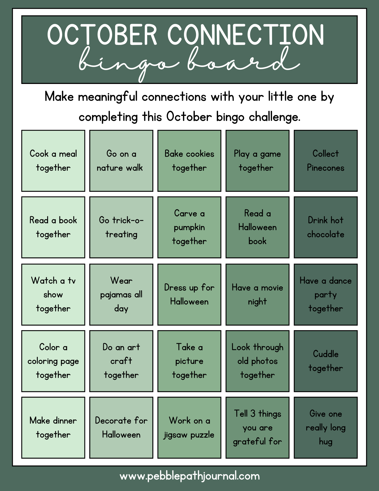 October Connection Bingo