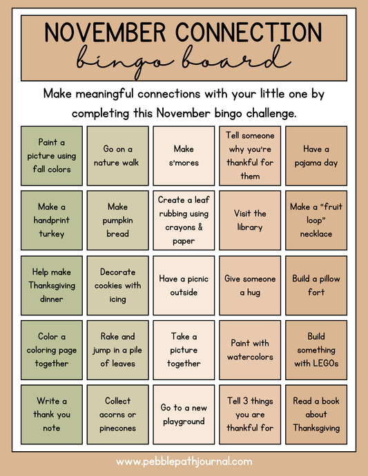 November Connection Bingo Board