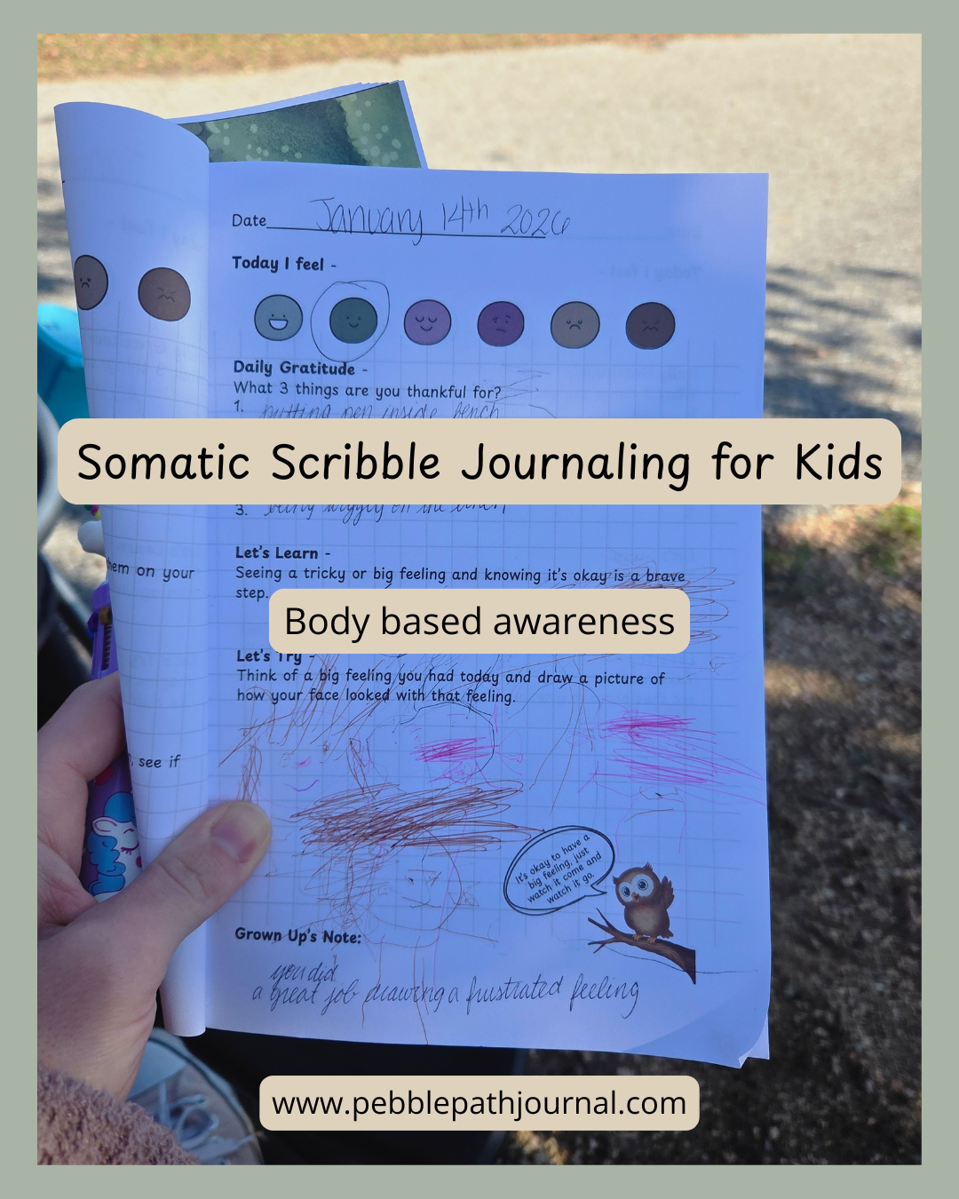 somatic mindfulness journal for kids who cannot write yet