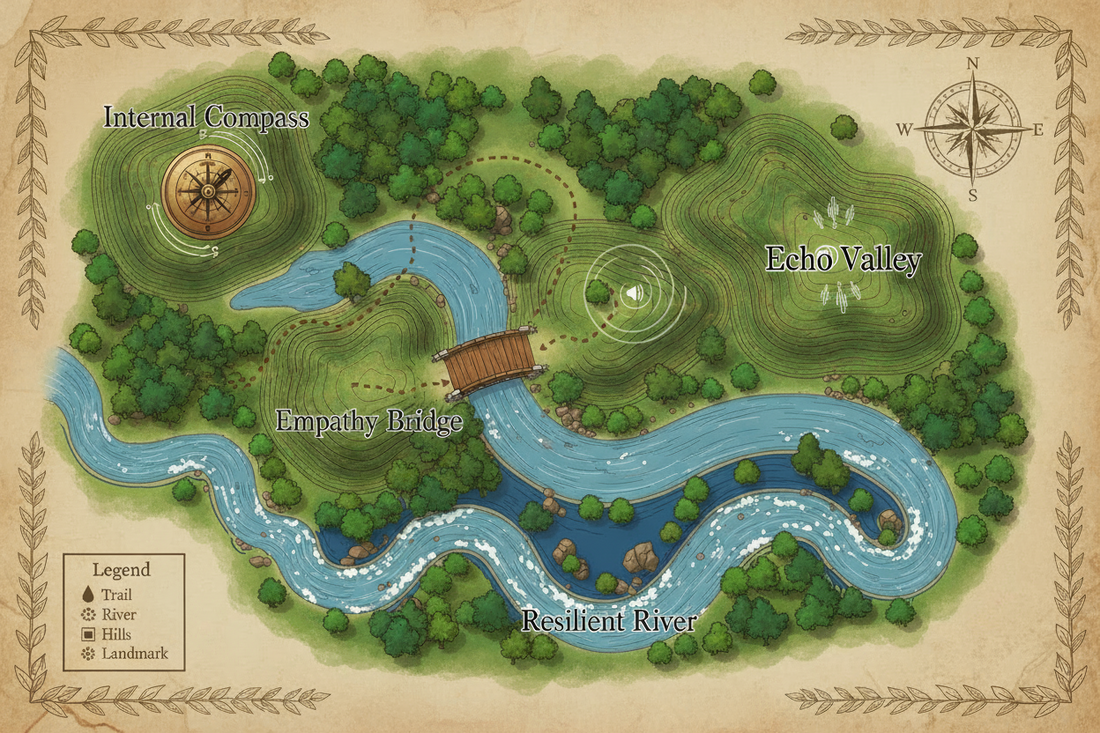 map through the pebble path forest