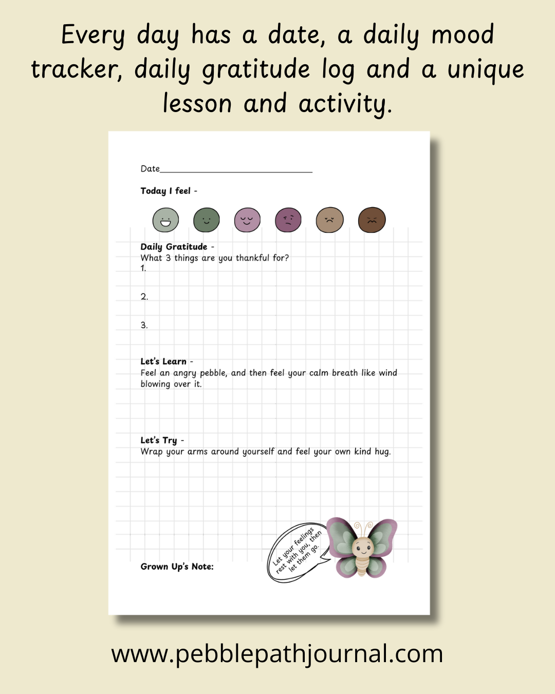 Science-backed kids gratitude journal page for brain development.