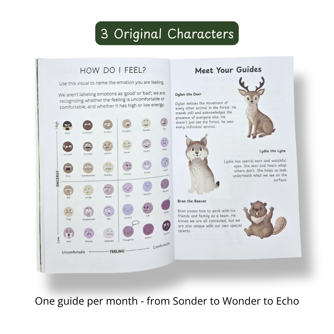 Empathy Bridge: a 90-day guided SEL journal helping kids ages 3–10 understand others, build empathy and feel connected. Therapist-approved. 5 minutes a day. By Pebble Path Journal.