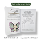 Internal Compass kids journal open to a daily page showing mood check-in, gratitude log and character affirmation. Emotional regulation practice for children ages 3–10.