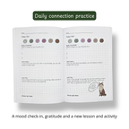 Internal Compass Journal by Pebble Path Journal flat lay — 90-day guided emotional regulation journal for children. Undated, therapist-approved, for ages 3–10.
