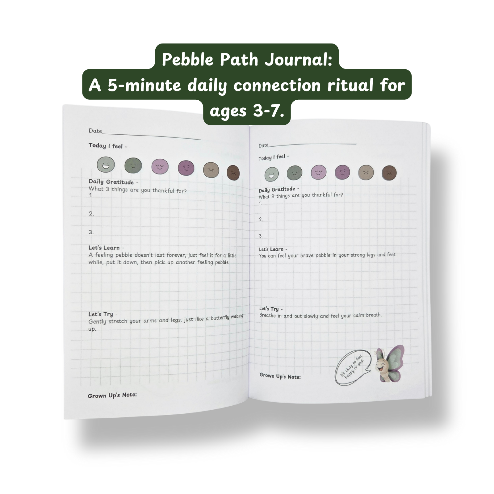 3-month social emotional learning (SEL) journal for kids ages 3-7 and their parents. This daily 90-day guide focuses on building the 7 pillars of the self: self-awareness, self-trust, self-regulation, self-esteem, self-efficacy, self-confidence, and self-compassion. Designed for mindful parenting and cycle breakers, the journal uses a forest metaphor to teach emotional intelligence, secure attachment, and child development through 5-minute daily connection rituals.